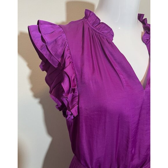 Steve Madden Prairie Dreams Mini Dress XS Satin Purple Casual Party Cocktail - Picture 8 of 11